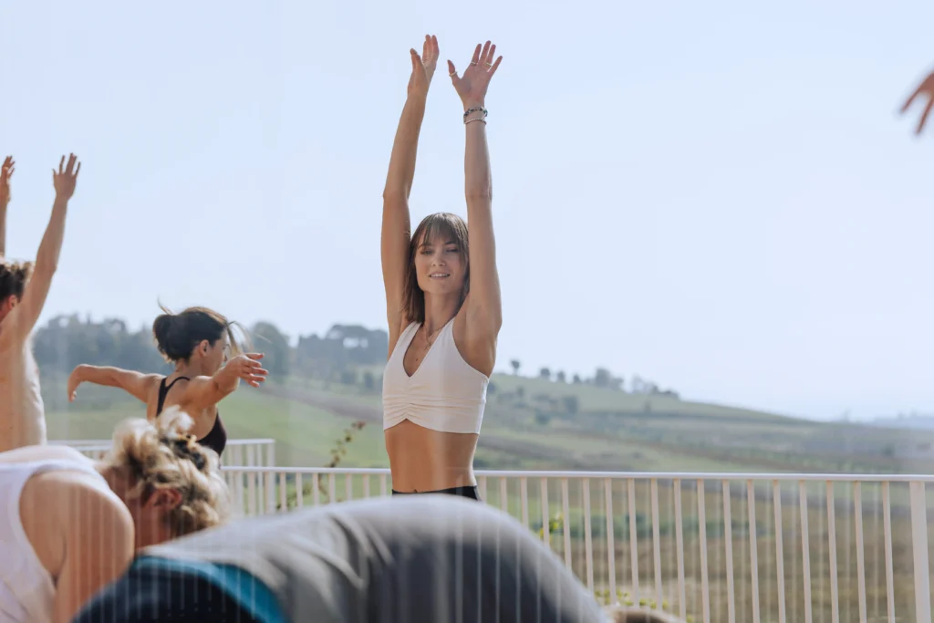 Alexandra Meffert at her yoga during the luxury private retreat at la Foresteria Planeta