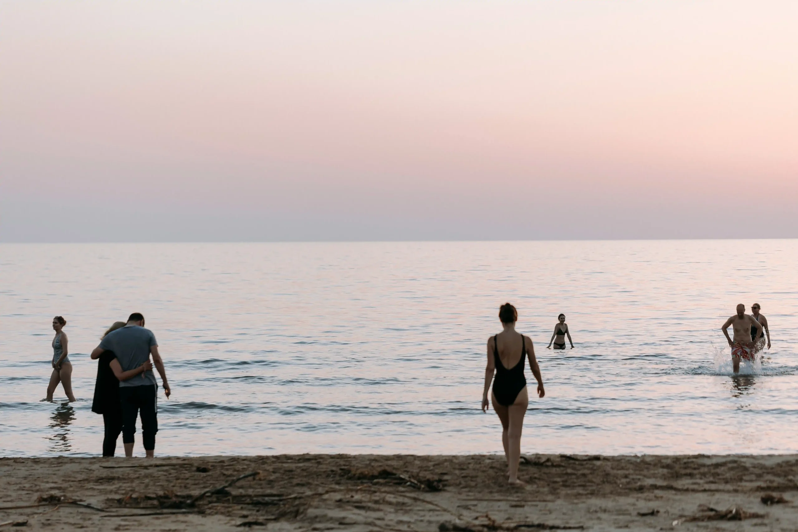 Spring luxury yoga retreat participants enjoying in the private beach after a yoga session