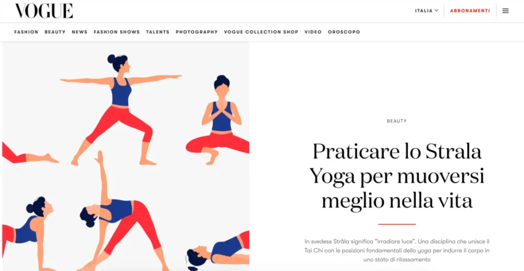 Article in Vogue Italy on Alexandra Meffert and her yoga practice